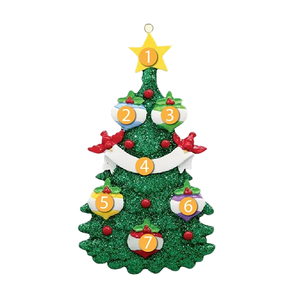 Rudolph & Me Green Glitter Tree Family of 5 Personalized Ornament - Image 2