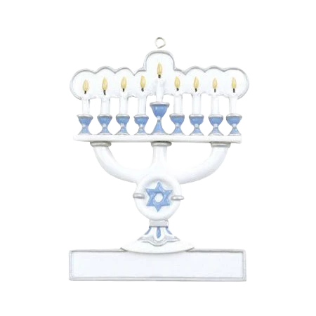 Rudolph & Me Personalized Blue Menorah Ornament