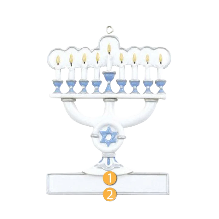 Rudolph & Me Personalized Blue Menorah Ornament - Image 2