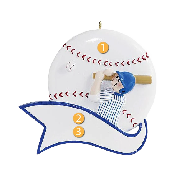 Rudolph & Me Personalized Boy Hitting Baseball Ornament