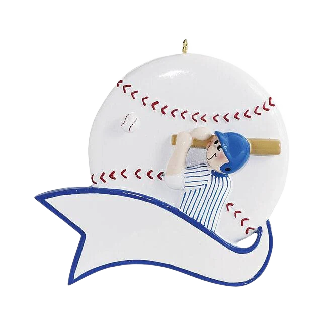 Rudolph & Me Personalized Boy Hitting Baseball Ornament - Image 2