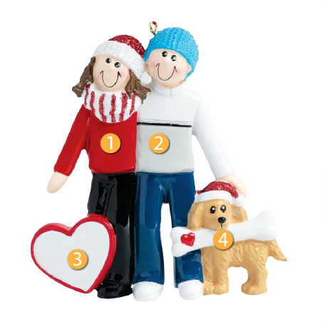 Rudolph & Me Personalized Couple with Dog Ornament
