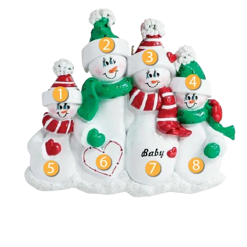 Rudolph & Me Personalized Expecting Snow Family of 4 Ornament