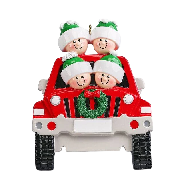 Rudolph & Me Personalized SUV Family of 4 Ornament - Image 2