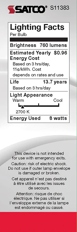 Satco 8 Watt C11 LED Clear Candelabra Light Bulb - Image 3