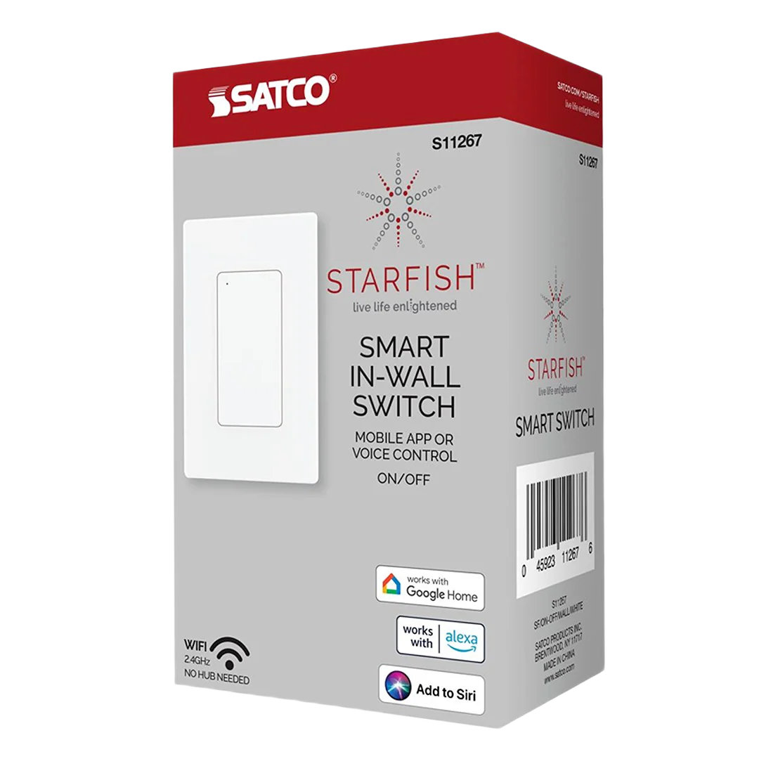 Satco White Starfish Smart On/Off Wall Switch - Image 3