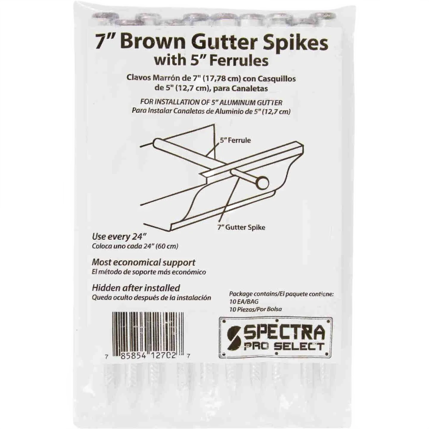 Spectra Metals 7 in. Brown Gutter Spikes with 5 in. Ferrules Set, 10-Pack - Image 2