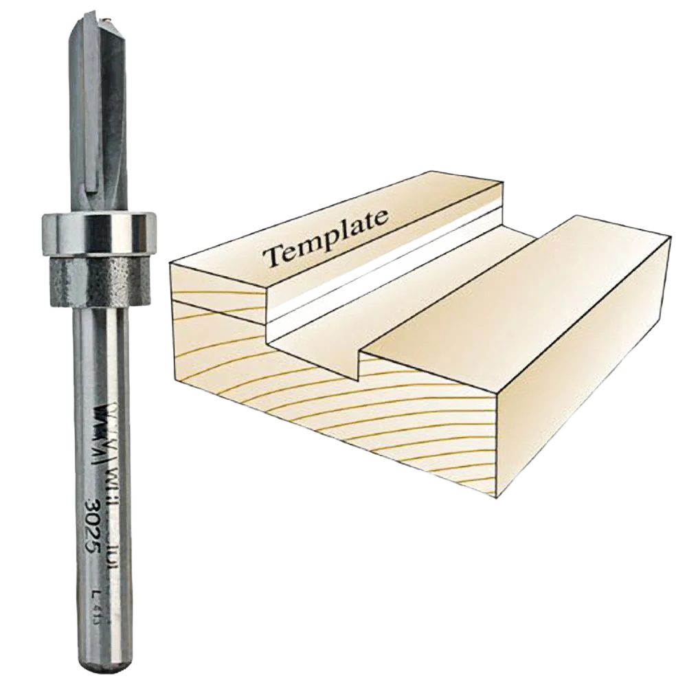 Whiteside 3025 Template Bit w/Oversize Bearing 1/4 in. SH x 5/16 in. CD x 3/4 in. CL