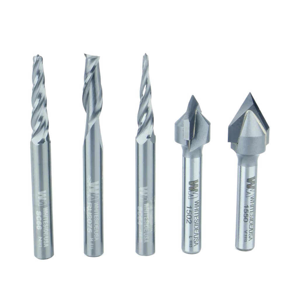 Whiteside 705 5 Pc. CNC Carving Starter Bit Set, 1/4 in. Shank