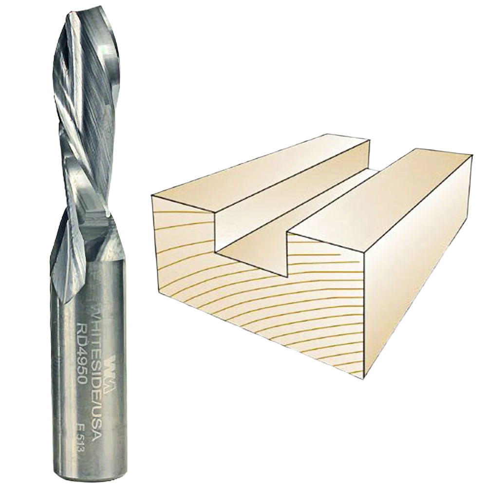Whiteside Spiral Downcut Bit, 1/2 in. SH x 7/16 in. CD x 1-1/4 in. CL
